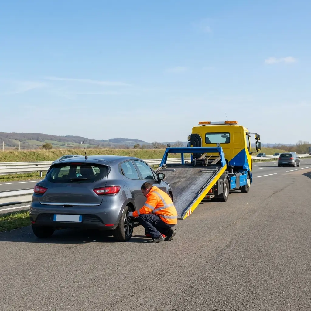 Notre approche sur l’autoroute à Magny-en‑Vexin
