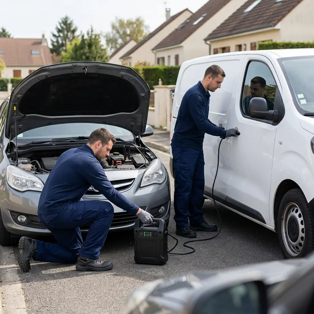 Comment se déroule une intervention de dépannage batterie à Auneuil ?