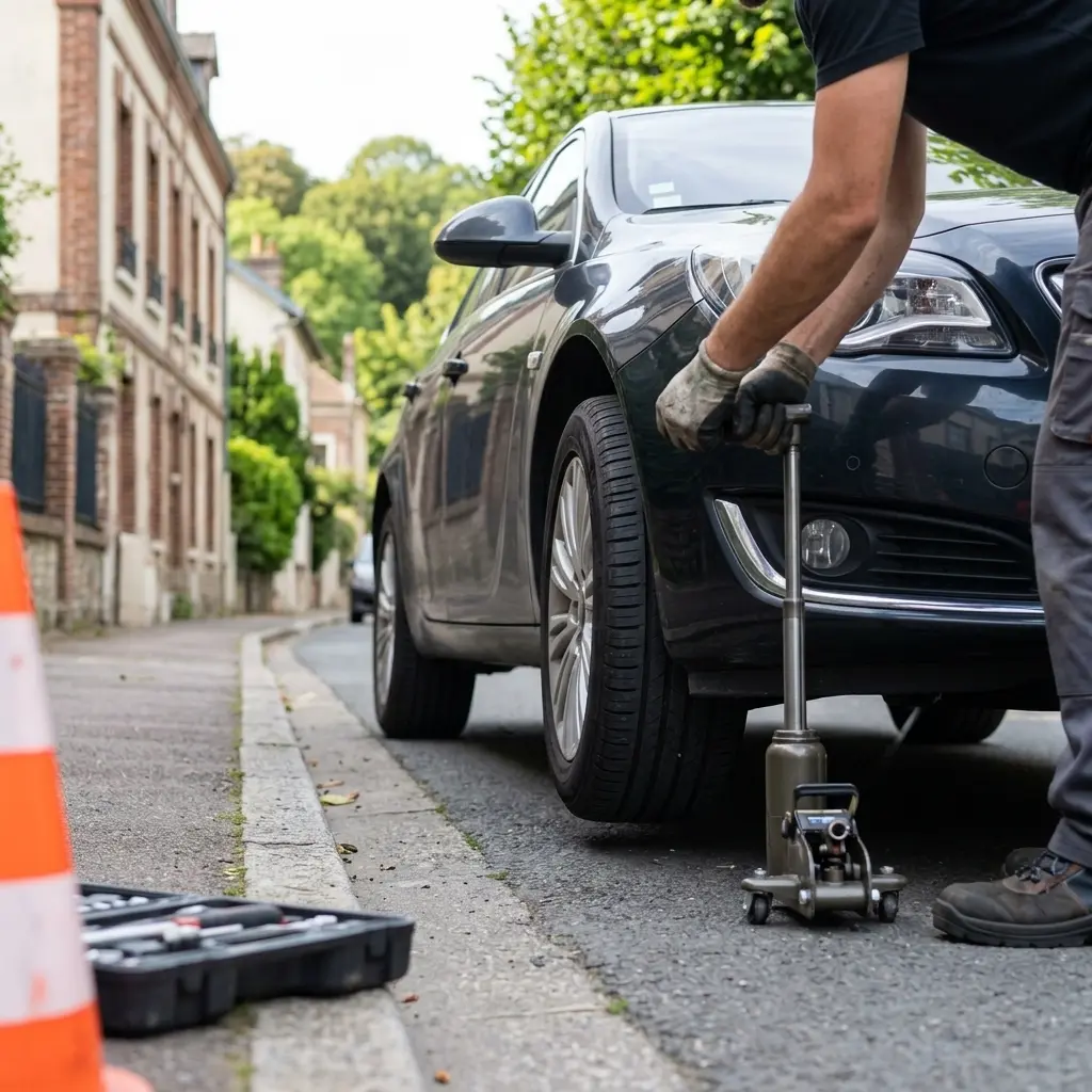 Comment réagir correctement face à un pneu crevé à Bougival