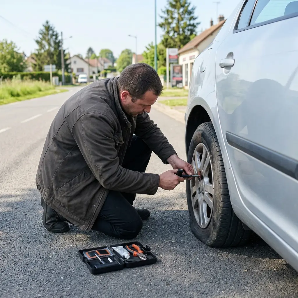 Comment réagir correctement face à une roue crevée à Luzarches ?