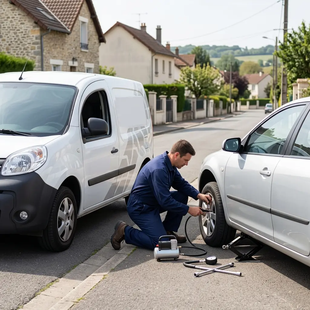 Comment se déroule le dépannage crevaison à Louvres ?