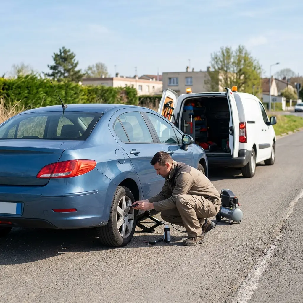 Comment réagir face à un pneu crevé à Fosses ?