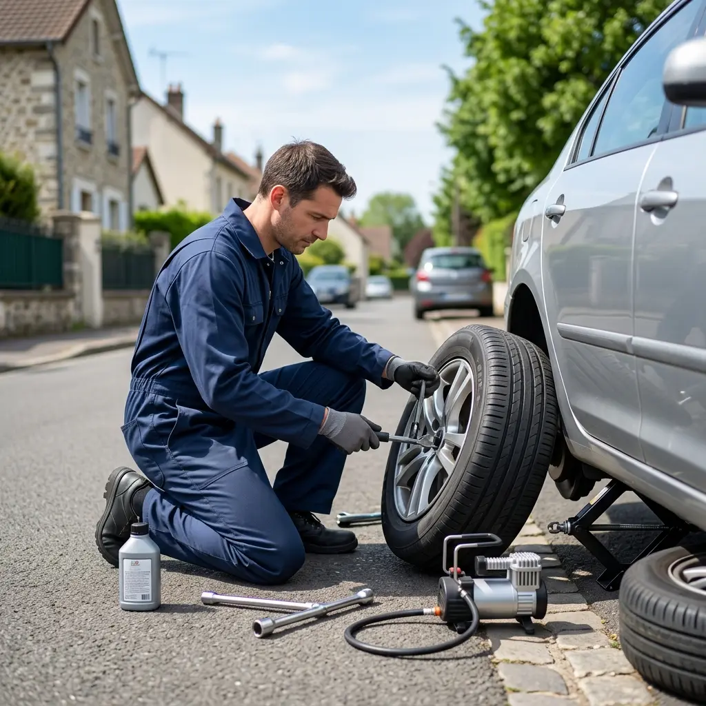 Les gestes essentiels en cas de pneu crevé à Parmain