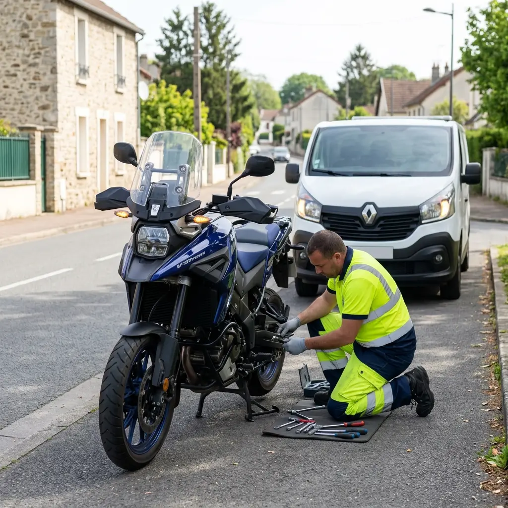 Comment se déroule l’intervention de dépannage moto à Frette-sur-Seine ?