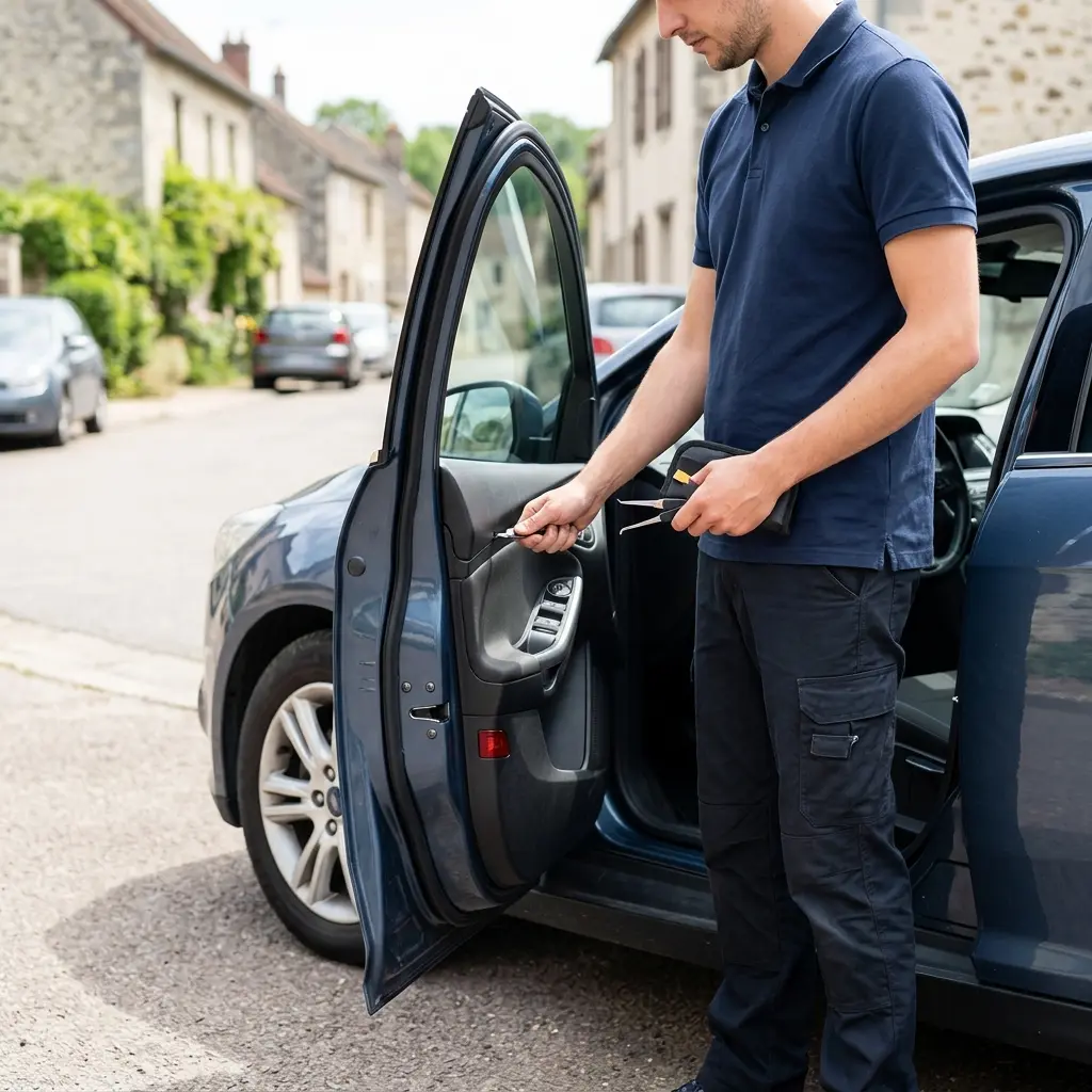 Comment se déroule l’intervention d’ouverture de porte voiture à Milly-la-Forêt ?