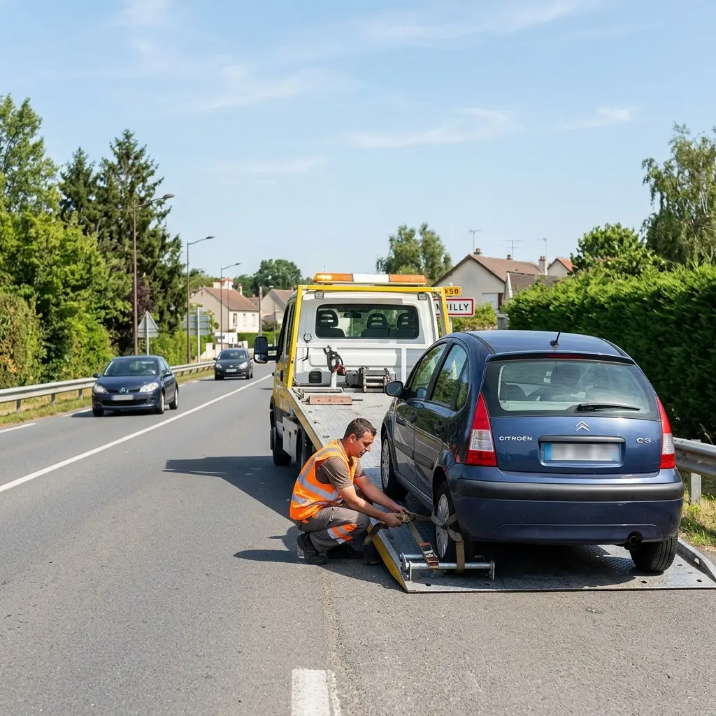 Comment se déroule l'intervention de remorquage à Andilly ?