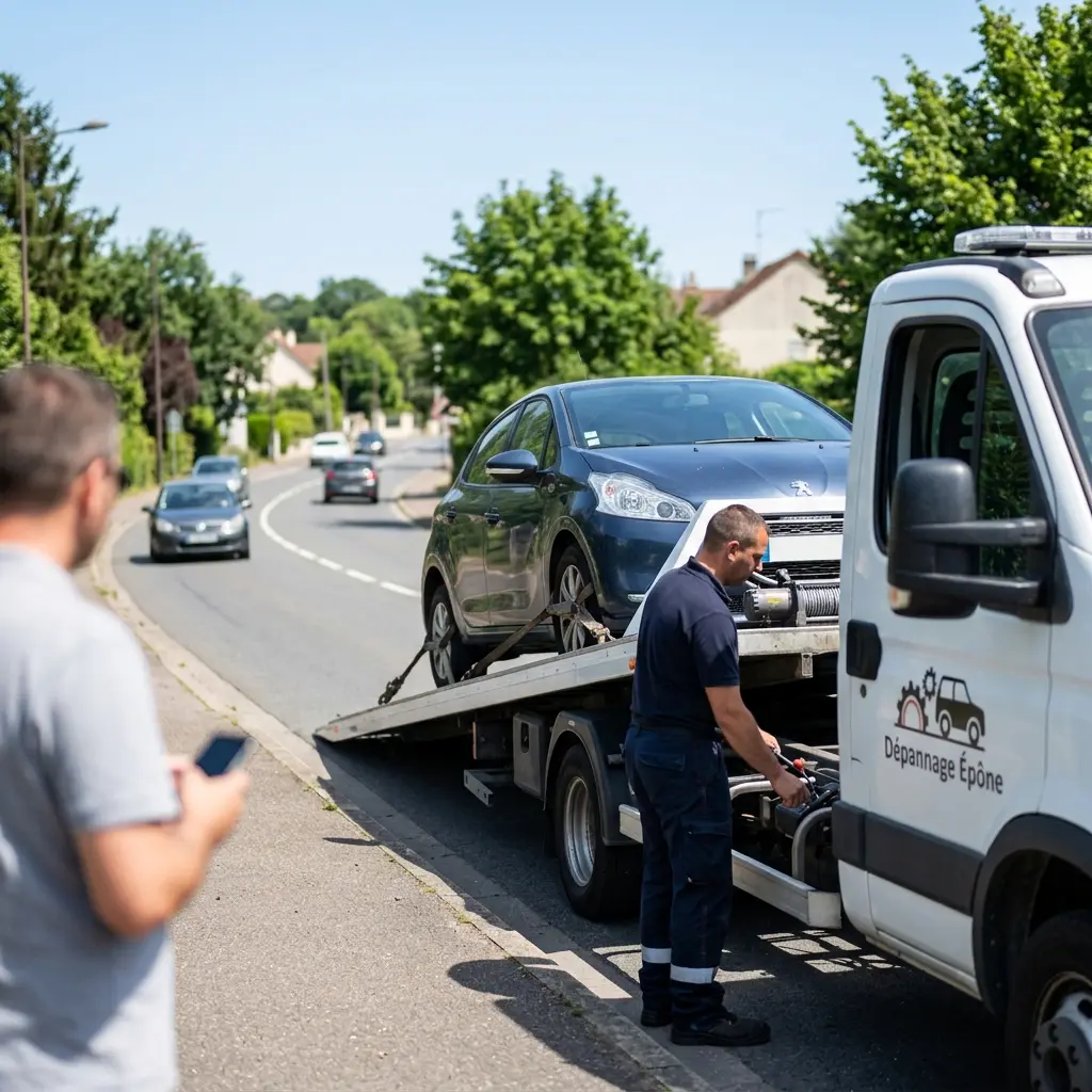 Quelles étapes suivent lors d'un remorquage à Épône ?